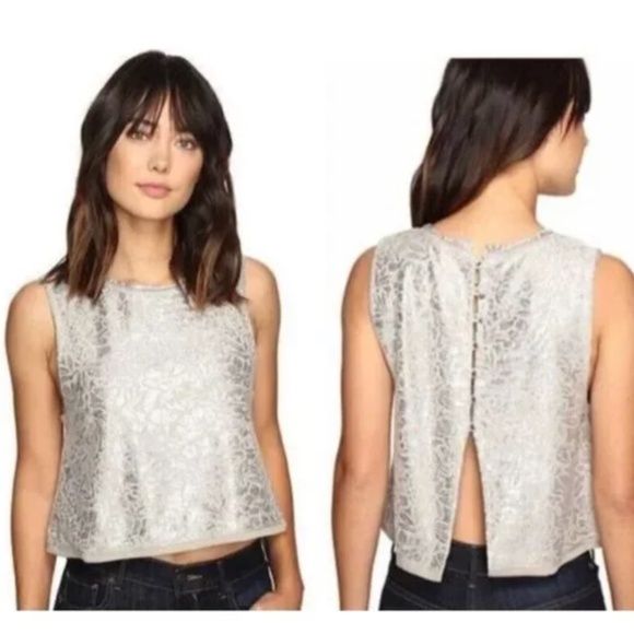 Free people metallic crop knit top - Picture 1 of 5